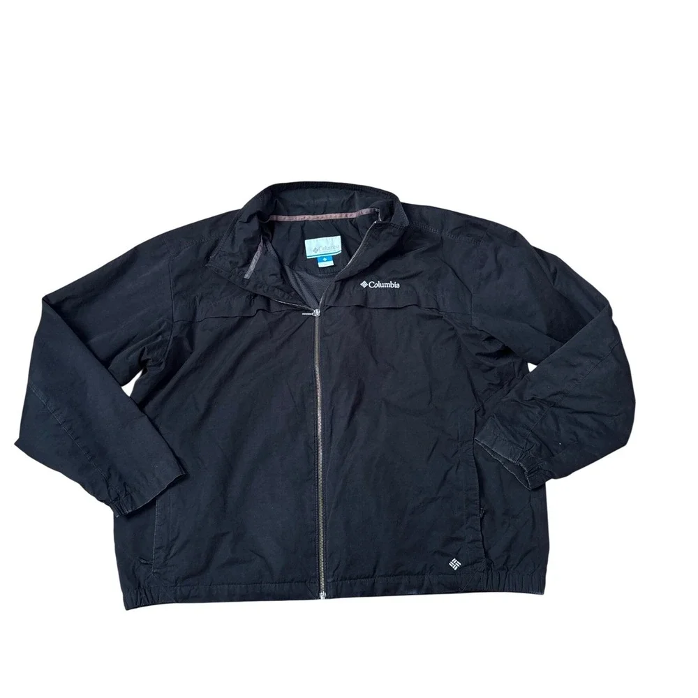 Columbia Windbreaker Jacket Mens Black Lightweight Full Zip Mesh Lined SIZE XXL